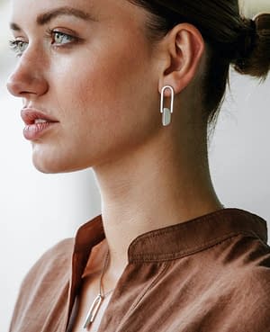 silver frame folding earrings