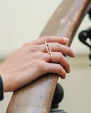 double scala ring in golden brass