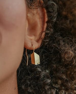 mini gold brass scala earrings
