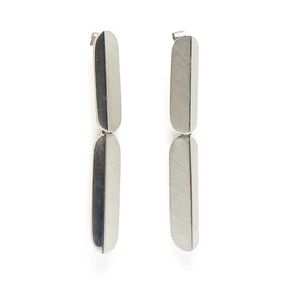 silver double folding earrings