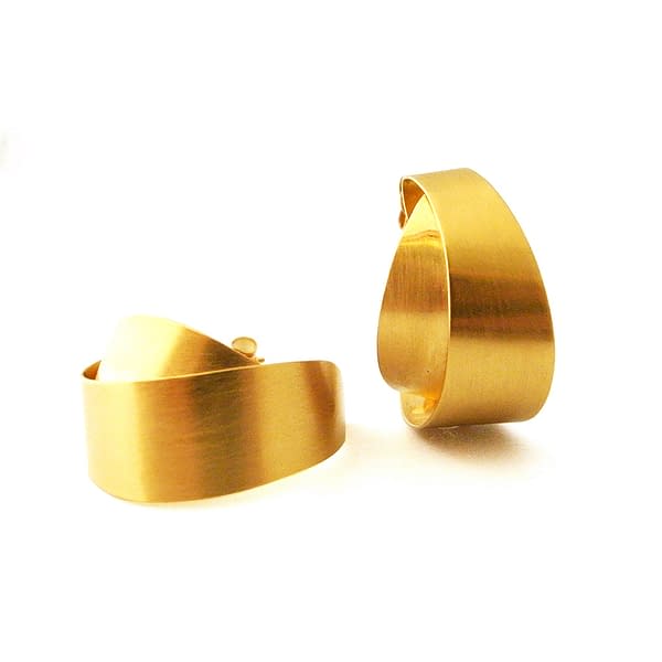archi curve hoop earrings golden brass