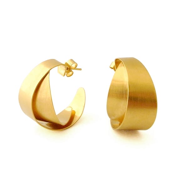 archi curve hoop earrings golden brass