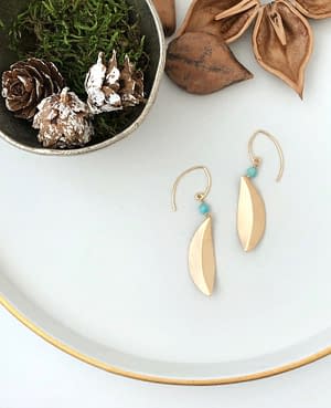 Amazonite petal folding earrings