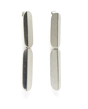 silver double folding earrings