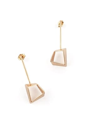medium arched golden brass earrings