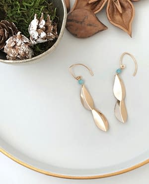 Amazonite double petal folding earrings