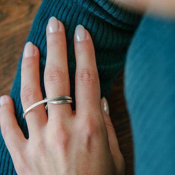 double archi curve silver ring