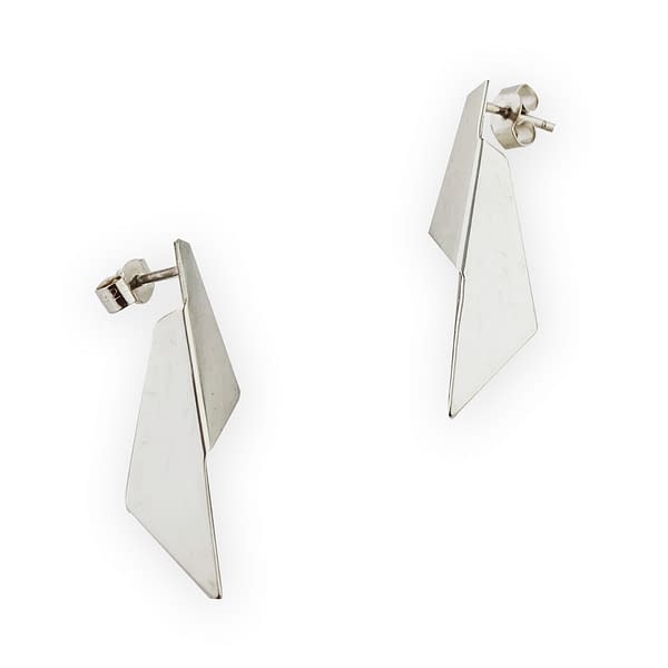 silver A folding earrings