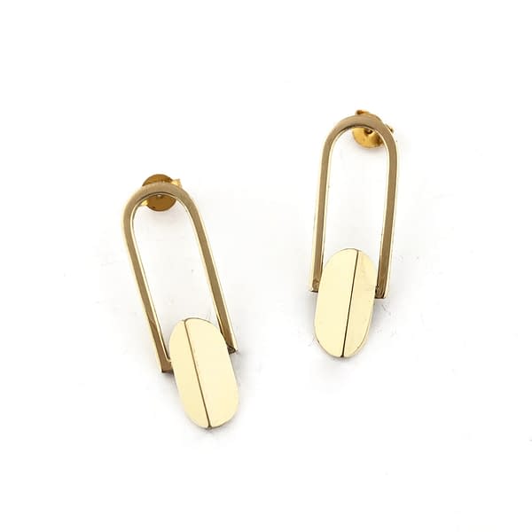 folding earrings with golden brass frame