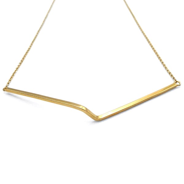 large gold plated line necklace