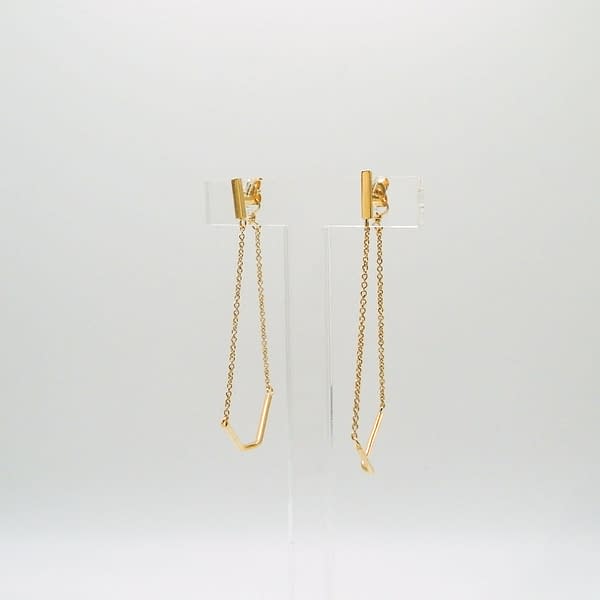 Line chain earrings gold plate