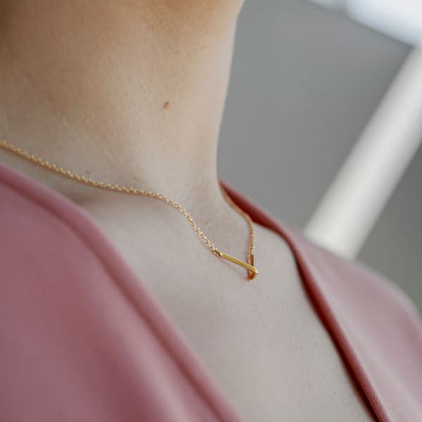 Line small gold plated necklace